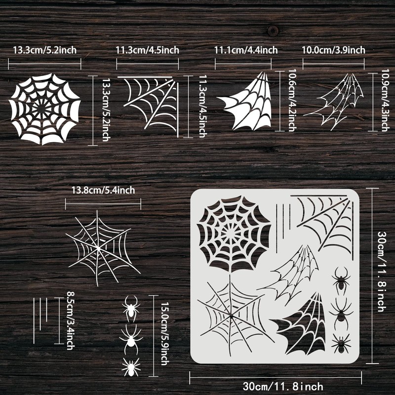 FINGERINSPIRE Spiderweb Stencil 11.8x11.8inch Reusable Spider Drawing DIY Arts and