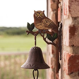 Antikas - Door bell with owl for garden and yard, garden bell, door clamp, entrance bell