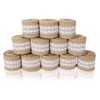 JMIATRY 12 Rolls Burlap Jute Ribbon with White Lace, 24