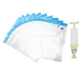 10Pcs Food Vacuum Bag Odorless Space Saving Vacuum Sealer Bag with Pump for Home Supermarket 34 X 26cm