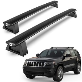 KUIPERAUTO 165lbs Aluminum Roof Rack Cross Bars Compatible for 2011-2021 Jeep Grand Cherokee with Grooved Side Rails Rooftop Luggage Carrier Rack for Bike Canoe Kayak Cargo Box