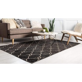Unique Loom Outdoor Trellis Collection Area Rug - Columbus (6' 1" x 9' Rectangle, Black/ Ivory)