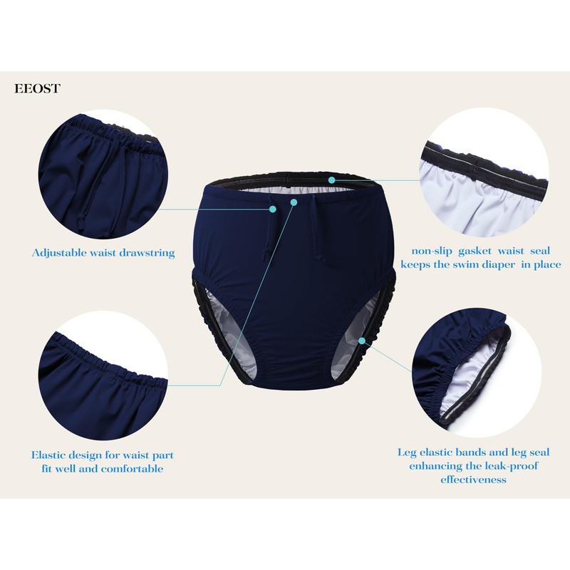 EEOST Adult Reusable Swim Diapers Special Needs Swimwear for Incontinence