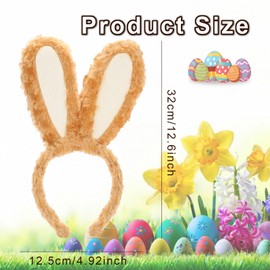 Rabbit Ears Headband, Plush Rabbit Ears Hair Bands, Cute Rabbit Ears Party Headband, Easter Theme Party Costume Accessories, for Easter Party, Wedding, Birthday, Cosplay Headpiece (Brown)