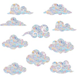 30pcs Rainbow Clouds Window Decals to Prevent Bird Strikes, Anti-Collision Window Stickers,Strike Prevention Window Clings - Rainbow Prism Static Decals for Glass Doors & Windows