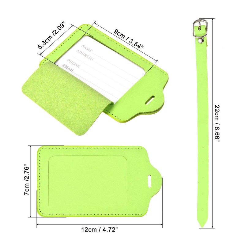 MECCANIXITY Luggage Tag PU Holders, 12x7cm Baggage Label Identifier with