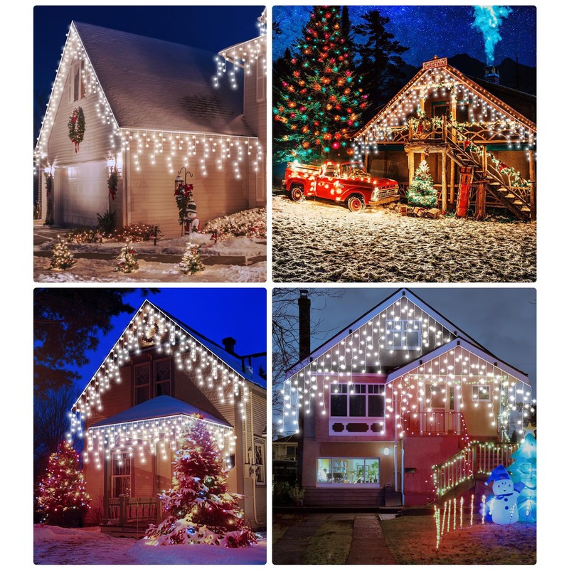 Icicle Outdoor Christmas Lights,460LED 17.5M/57ft Christmas Decorations Lights Plug in,Cool