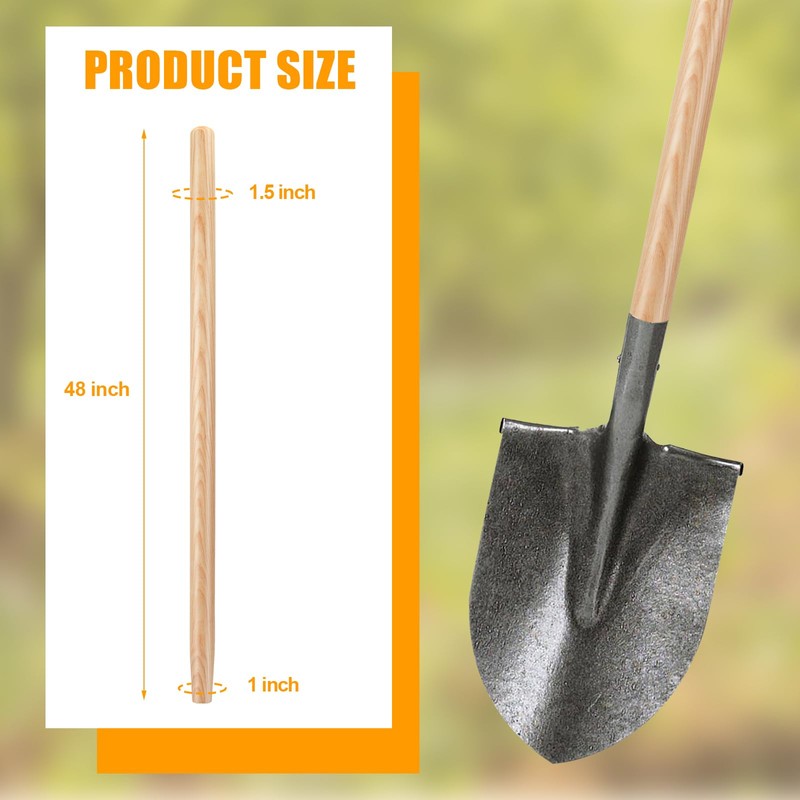4 Pcs Shovel Handle Replacement 48" Length, 1-1/2" Diameter, Strong