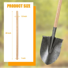 4 Pcs Shovel Handle Replacement 48" Length, 1-1/2" Diameter, Strong Hardwood Solid Ash Wood Straight Long Handle for Shovels Garden Tool