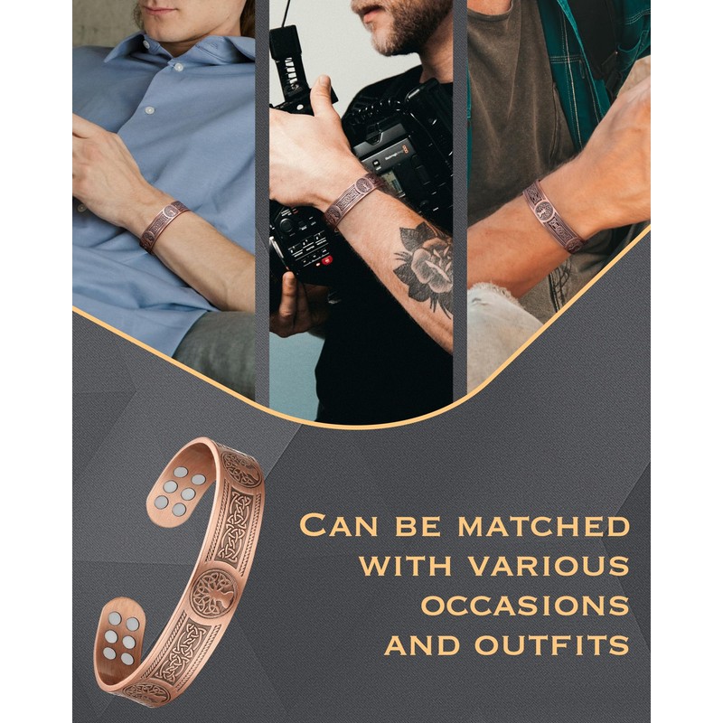 Jeracol Copper Bracelet Men and Women, 18 Ultra Strong Magnets
