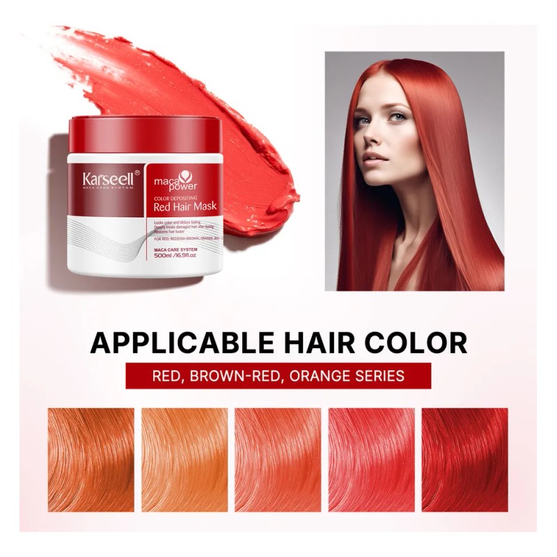 Karseell Mascarilla Reparadora Para El Cabello Rojo+ Aceite