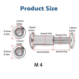 SHUNCHG 10pcs Furniture Connecting Screws M4x16mm Cabinet Connector Bolts,Hex Drive Socket Cap Bolts Barrel Nuts Sleeves Cupboard Joining Fixing Bolt for Frames Wood Boards