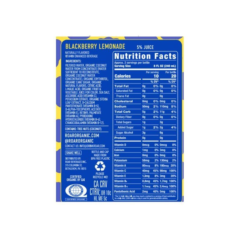 QVC Roar Organic 12 Bottle Vitamin and Electrolyte Beverage -