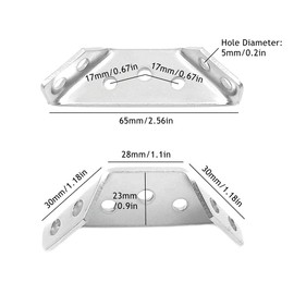 Ayiciel Triangle Corner Brace, Stainless Steel Triangular Flange Angle Bracket Mending Plate, Heavy Duty Furniture Fastener Joint Corner Connector (65mm x 28mm x 23mm/4Pack)