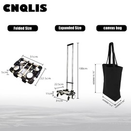 CNQLIS Folding Hand Truck,Portable Carrying Cart, Compact, Mini Lightweight for Travel/Auto/Moving/Office Use,12in.Hx9in.W Fits Most Backpacks- 55lbs Lightweight Hand Truck with Black Bag