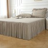 Silnuo Taupe/White Plaid Bed Skirt Washed Cotton Shabby Gingham Checkered