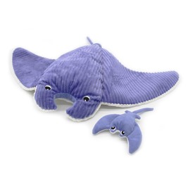 Les Déglingos PTIPOTOS by Mentalou Manta Raie Mama/Baby, Purple, 72 cm, Plush Toy, Very Soft, Gift for a Birth, 72 cm