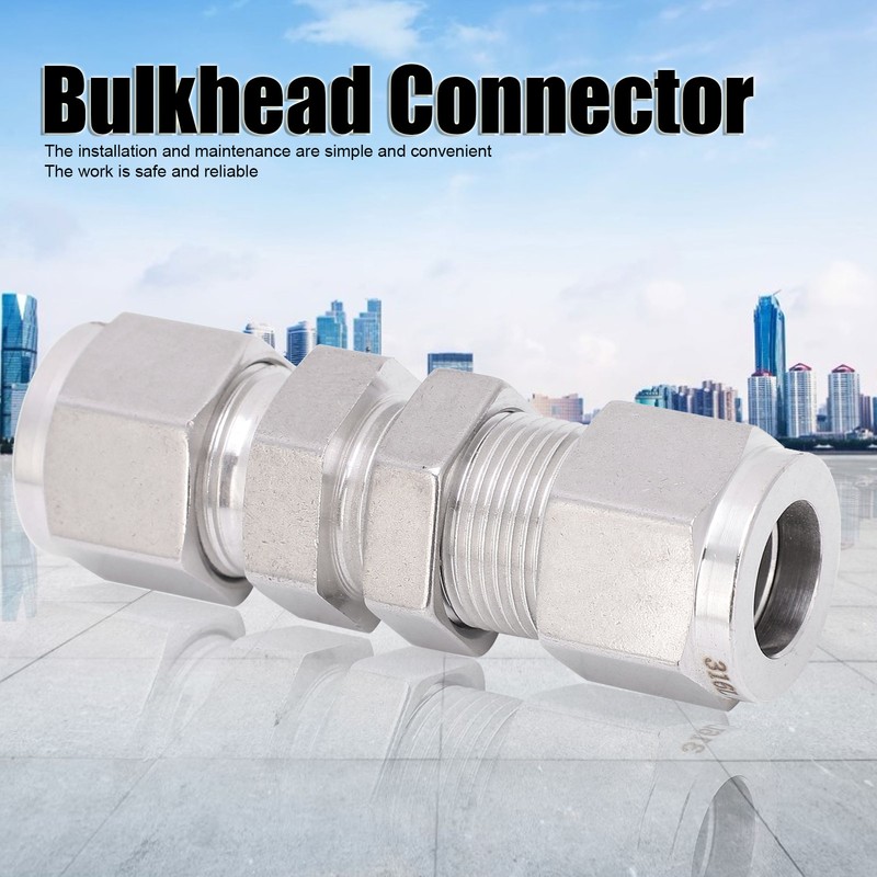 316 Stainless Steel Double Ferrule Compression Fitting Bulkhead Connector AccessoryФ1/2