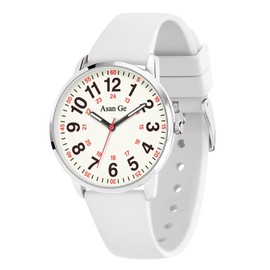 Asan Ge Nurse Watch for Nurse Medical Professionals Students Doctors Women Men Waterproof Watch 24 Hour Military Time Luminouse Easy to Read Dial with Second Hand, A-Small White, 35MM-Women