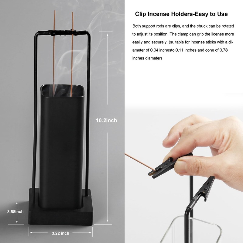 Hukalw Incense Burner Holder for Sticks, [New Upgraded-Two Black Clip]