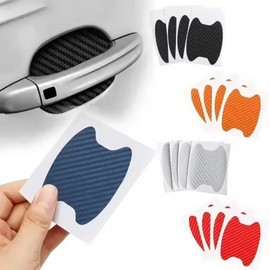 4Pcs Carbon Fiber Car Door Handle Scratch Protector Film