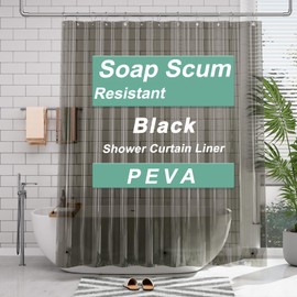 AmazerBath 72x78 Long Shower Curtain Liner, Clear Black Plastic Shower Curtain Liner, Waterproof PEVA Shower Liner, Cute Lightweight Shower Curtains for Bathroom with 3 Magnets & Rustproof Grommets