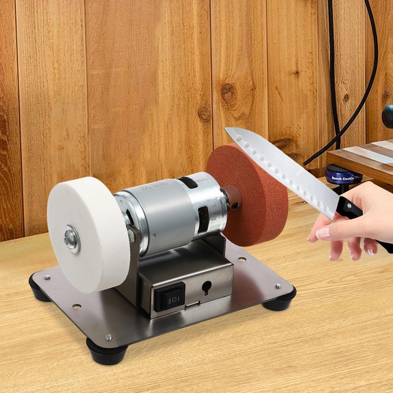 Small Grinder, 96W Electric Benchtop Sander with 2 Grinding Wheels