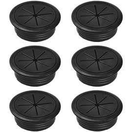 6-Pack Black Desk Grommet Cable Management Kit - 1.97 inch (5cm) Hole Cover,ABS Plastic Grommet Hole Cover Organizer for Office Computer Desk,Hide Cords Neatly