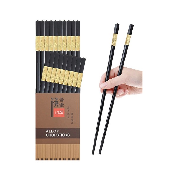 10 Pairs Fiberglass Alloy Chopsticks - Reusable Chopsticks Dishwasher Safe