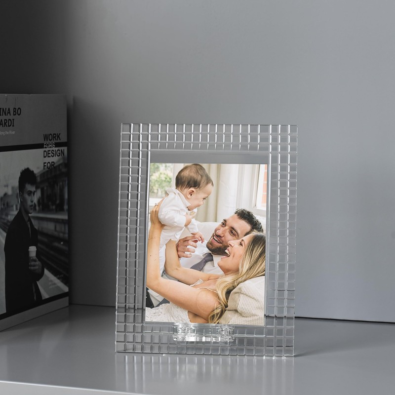 DONOUCLS Crystal Wedding Frame 5x7Inch of Keepsake Photo Frames, Crystal