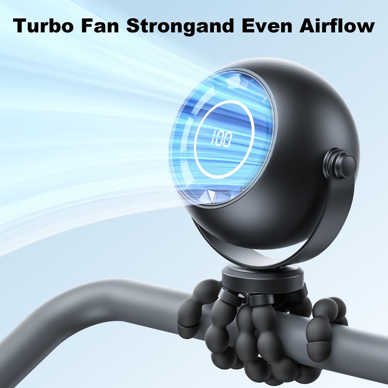 Bladeless Portable Baby Stroller Fan 4000mAh Black