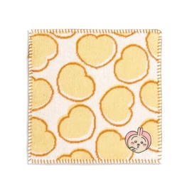 Chiikawa Heart Towel Handkerchief, Yellow, Pile, 41-1170080, Approx. 9.8 x 9.8 inches (25 x 25 cm)