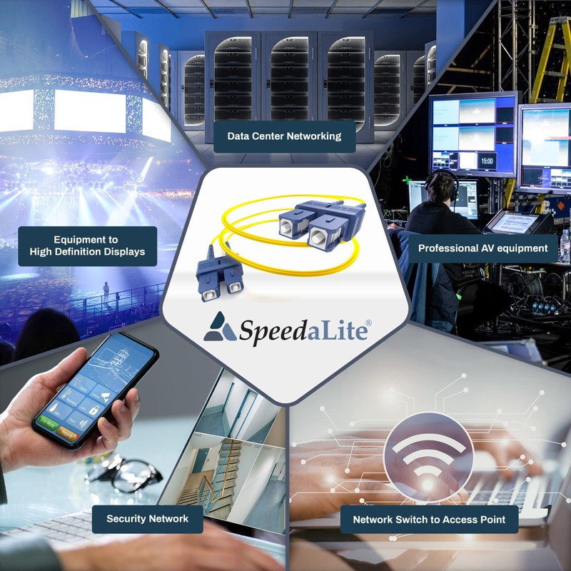 SpeedaLite 15M LC to ST Fiber Patch Cable OS2 Singlemode