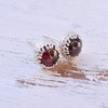 Garnet Sterling Silver Dainty Red Garnet Stud Earrings