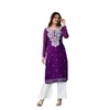 Estationeryhouse Women's Georgette Lucknowi chikankari kurti, Rose Design with Heavy