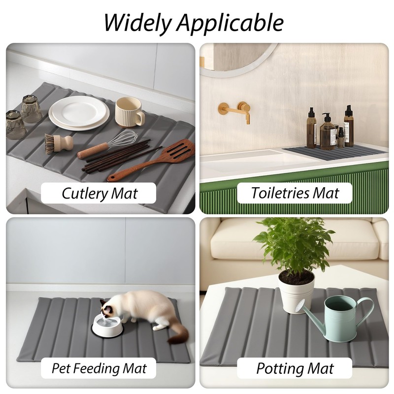 Volminex Stone Bath Mat, Foldable Diatomaceous Earth Non Slip Bath