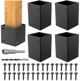 4pcs Adjustable Fence Post Protector, (Range 3.3"-6"), 304 Stainless Steel Post Sleeve, Outdoor Post Base Wrap Cover, Protect Mailbox, Wooden Fence, Deck Railing from Lawnmower and Rain Damage