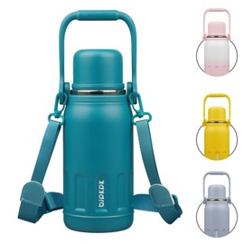 BJPKPK Insulated Water Bottle 27oz Stainless Steel Water Thermos with Handle and Cup Lid Travel Metal Thermos,Laguna