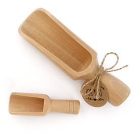 Wooden Scoop(5.5"+3")1Big 1Small bath salt scoop Natural Beech Wood Scoop for Flour, Bath Salt, Sugar, Cereal, Coffee and More - Multipurpose Wooden Spoon