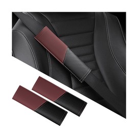 Adunsiaoto 2 Stück Auto Sicherheitsgurt Schnalle Abdeckung, Leder Auto Sicherheitsgurt Schulter Schutz Abdeckung, Auto Sicherheitsgurt Schultergurt Abdeckungen Für Erwachsene Und Kinder(Rot)