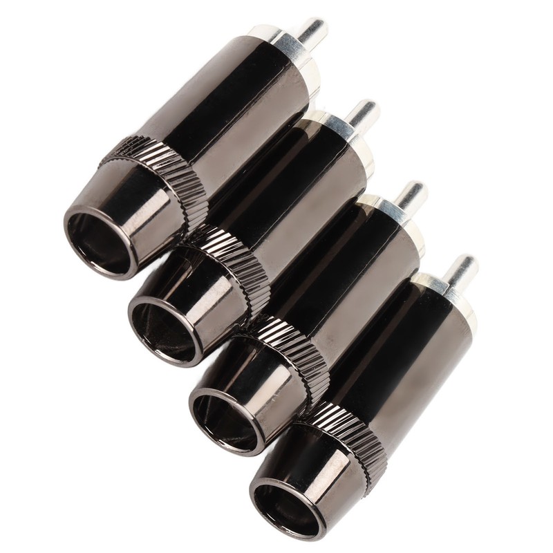4pcs RCA Sound Plug Silver Plated RCA Male Plug Connector