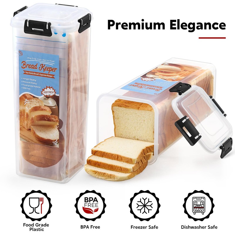 AOZITA Bread Box with Airtight Lid, Fresh Bread Storage Container,
