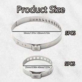 10 Piece Axle Boot Clamps, Stainless Steel CV Hose Clamps Set, 5 Small and 5 Large Adjustable Clamping Clamps for Drive Shaft Cuff, Universal for Most Cars