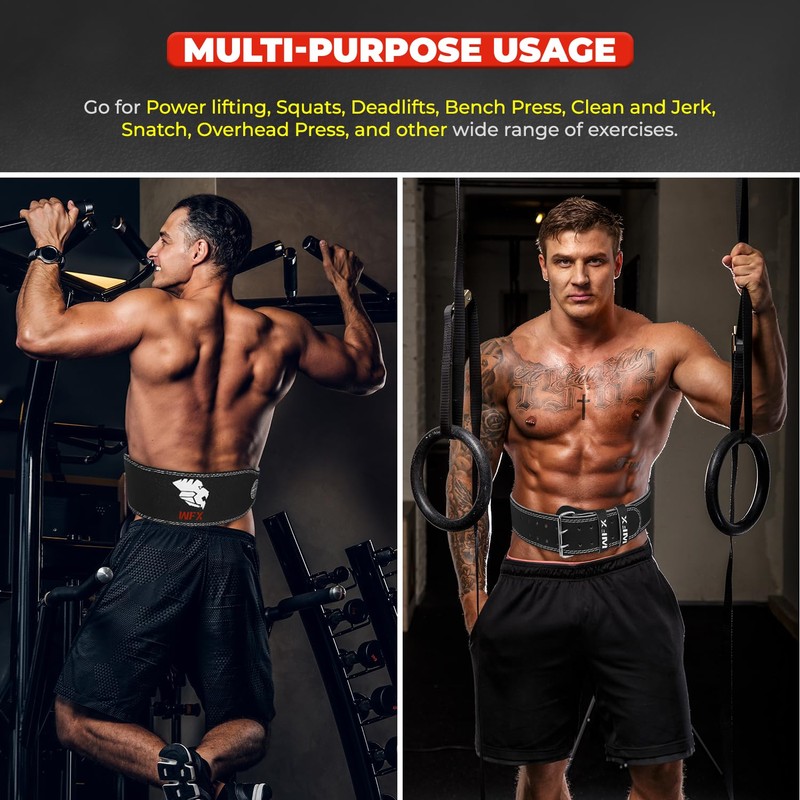 WFX Leather Weight Lifting Belt Heavy Duty 10 Adjustable Holes