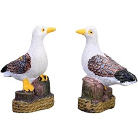 2 Pcs Miniature Seagull Stand Stump Fairy Garden Accessories, Sea Bird Mini Figurine for Fairy Garden Decor, Micro Landscape Decoration, Terrarium Decoration, Desk Decor, Plant House Decoration