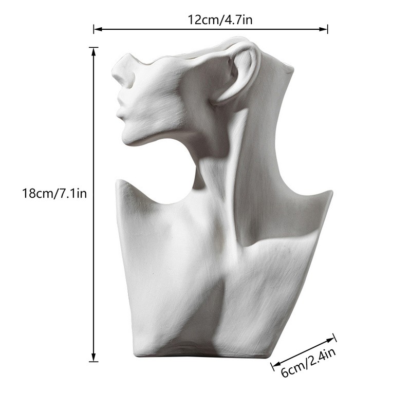 Side Face Portrait Ceramic Vase Living Room Decorative Dried Flower