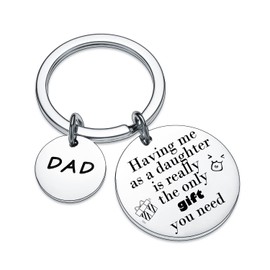 Dad Keychain Key Ring Dad Gifts from Son Funny Gift for Dad Father’s Day Dad Birthday Gifts, Valentines Day Gifts for Daddy (from daughter)