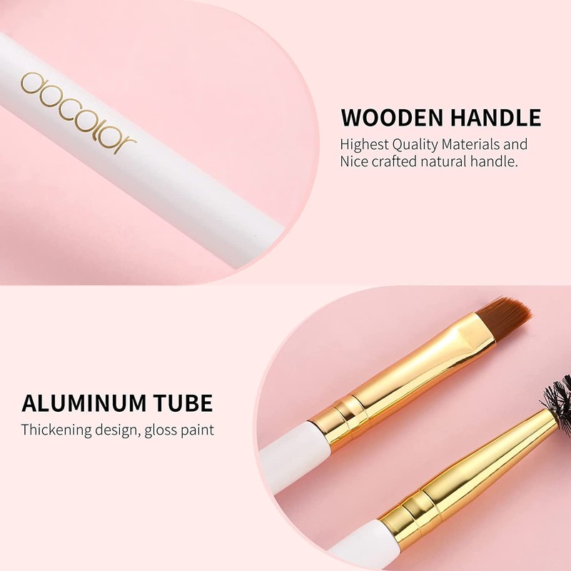 Docolor Eyebrow Brushes, Duo Eyebrow Spoolie Professional Angled Perfect for