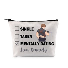 Generic PYOUL Games Inspired Gift Mentally Dating Leon K Makeup Bag Leon K Lover Cosmetic Bag Video Games Fan Gift Games Merch (Dating Leon K Bag)
