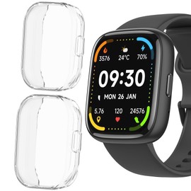 IDW26 Smart Watch Case, Lamshaw TPU Case with Screen Protector Compatible for Faweio, KEEPONFIT, FUYOTI, Hikwel, Bambooinn IDW26 Smart Watch (2 Pack-Clear+Clear)